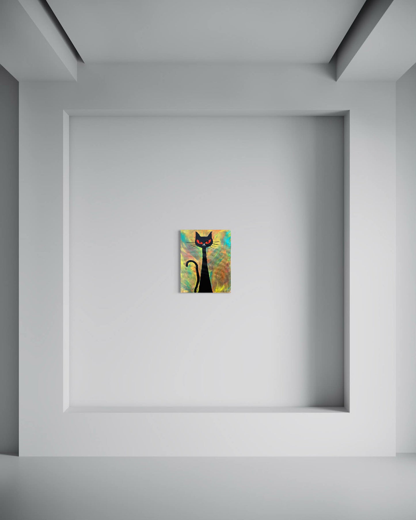 Original Black Cat Abstract Painting