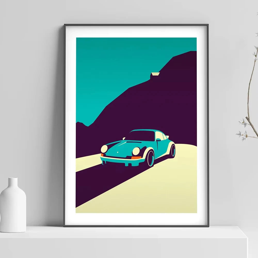 Classic 911 Scandinavian Retro Car Poster – Vintage Canvas Wall Art (Unframed)