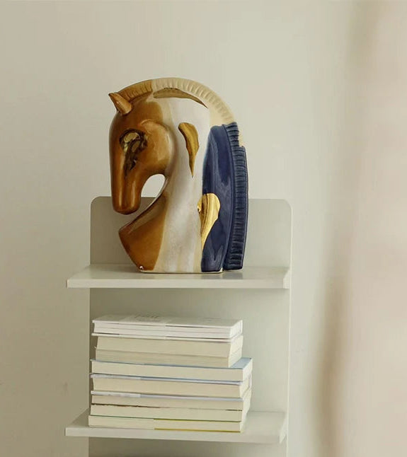 Golden Stallion Ceramic Sculpture – Luxury Gilded Horse Head Art Décor