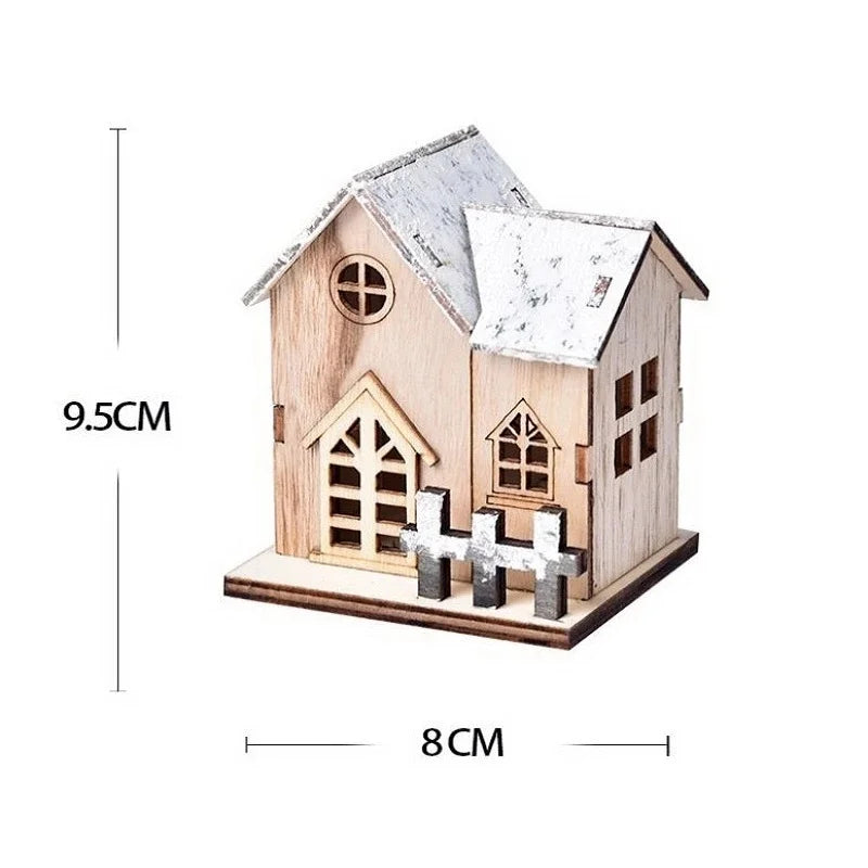 Christmas LED Wooden House – Light-Up Cabin Decoration for Home, Tree, or Table Display