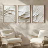 3-Piece Neutral Beige Abstract Wave Canvas Prints – Minimalist Soft-Tone Wall Art (Unframed)