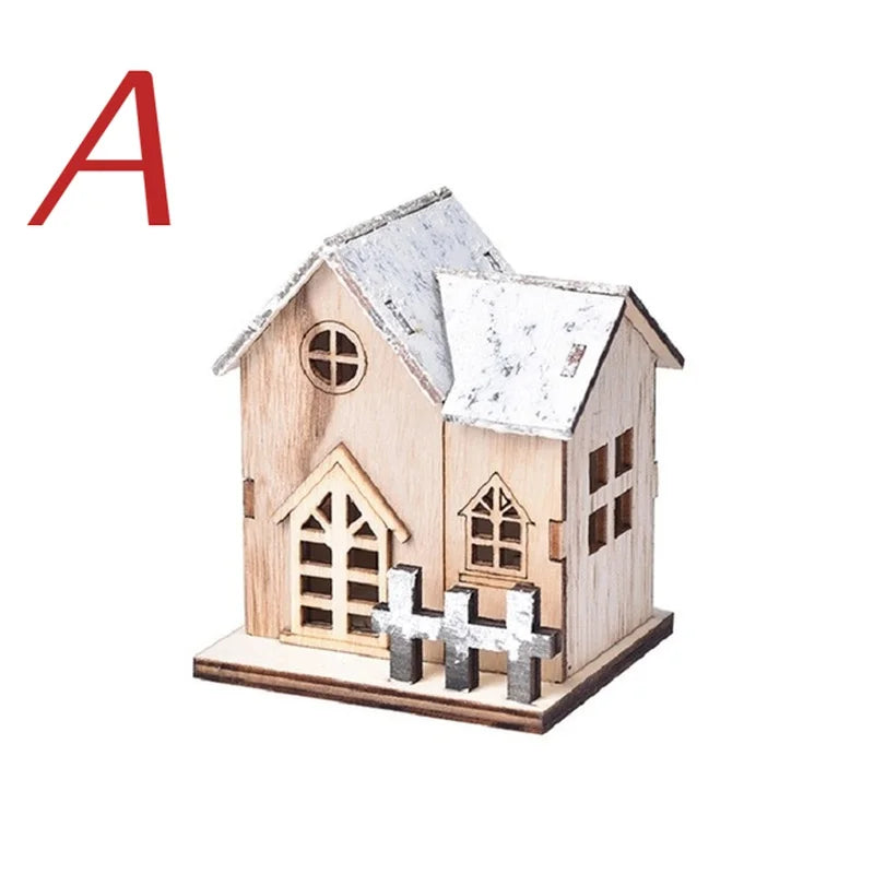 Christmas LED Wooden House – Light-Up Cabin Decoration for Home, Tree, or Table Display