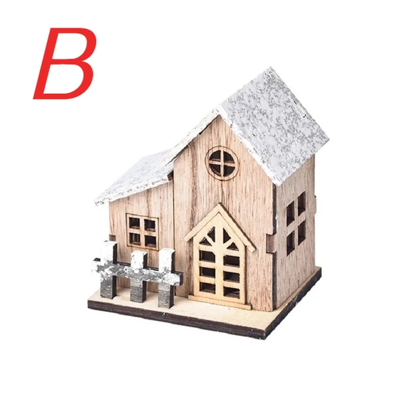 Christmas LED Wooden House – Light-Up Cabin Decoration for Home, Tree, or Table Display