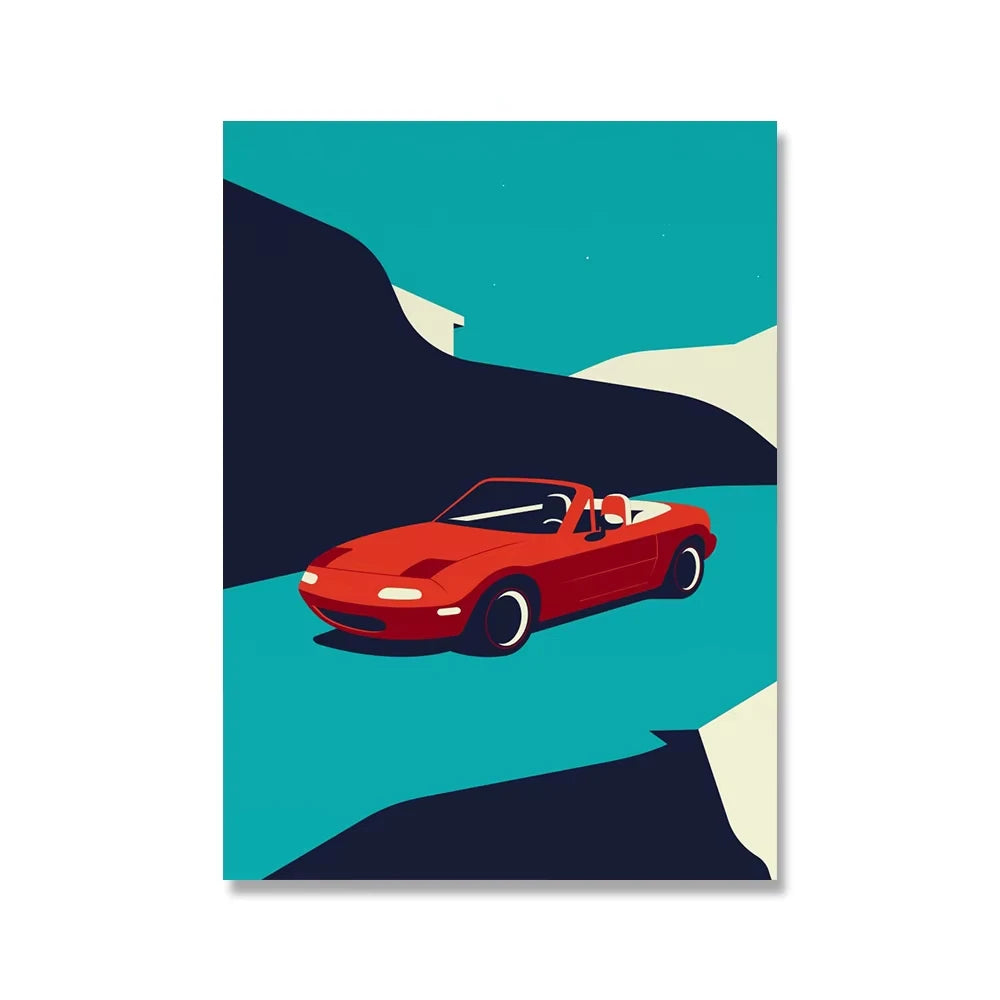 Classic 911 Scandinavian Retro Car Poster – Vintage Canvas Wall Art (Unframed)