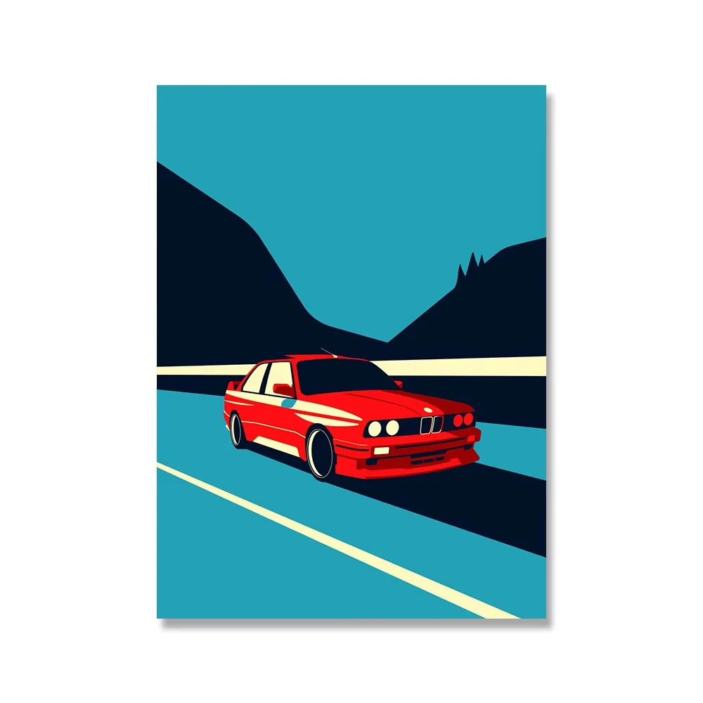 Classic 911 Scandinavian Retro Car Poster – Vintage Canvas Wall Art (Unframed)