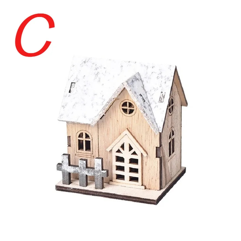 Christmas LED Wooden House – Light-Up Cabin Decoration for Home, Tree, or Table Display