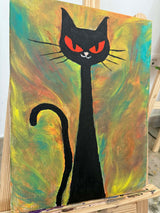 Original Black Cat Abstract Painting
