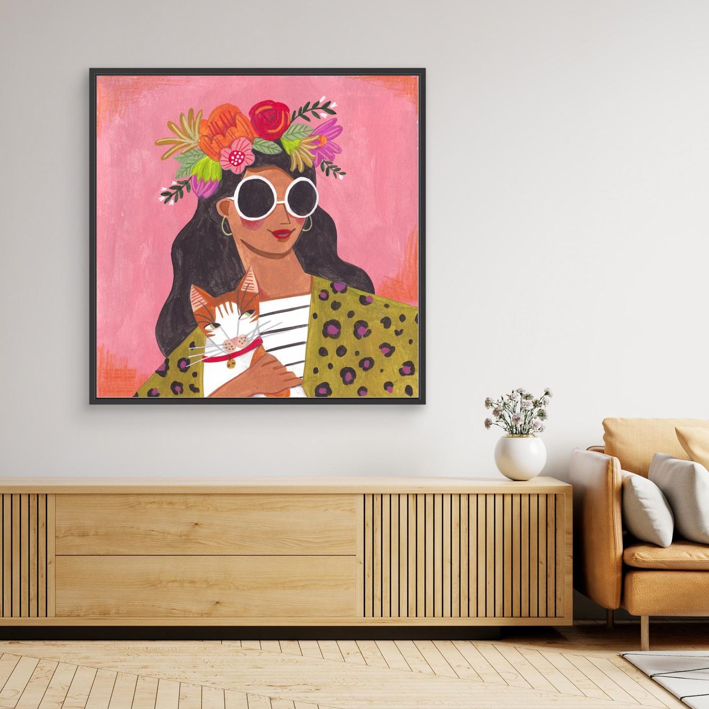 Bloom & Whiskers - Canvas Print